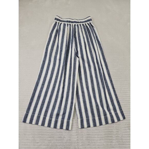 Madewell Pants Womens XXS Linen Blend Cropped Wide Leg Nautical Beachy - Picture 8 of 10